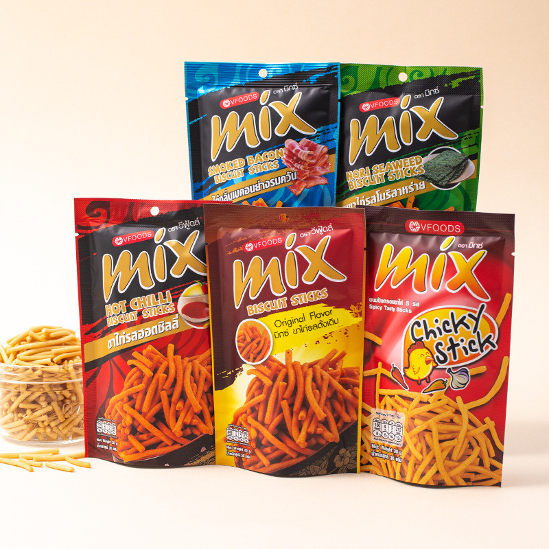 T Thailand Mimi mix Casual Crispy Fries French Fries กุ้ง Original vfoods นําเข้าแถบขนมรสกรอบ