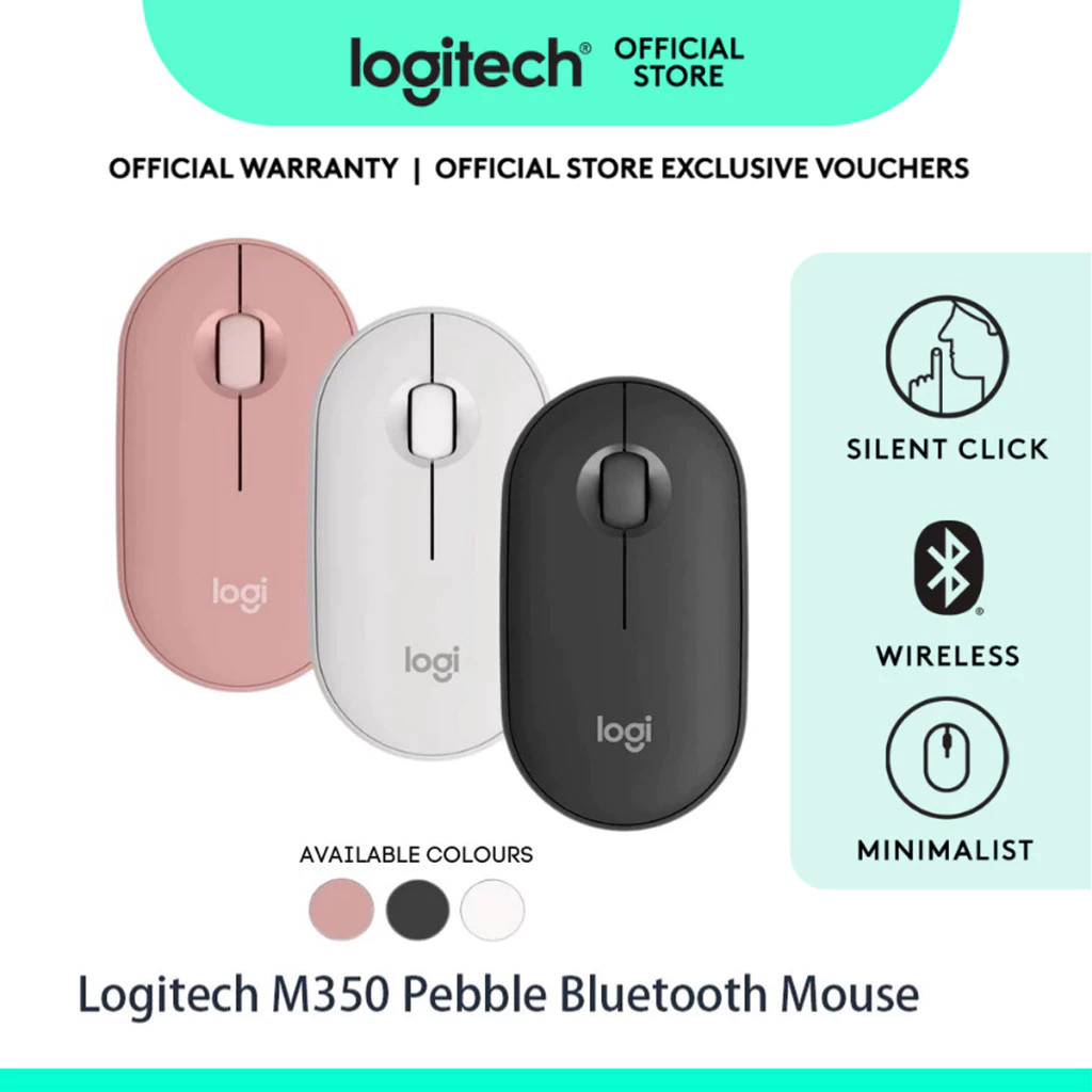 LOGITECH  ไอเทมสุดฮอตLogitech Pebble Mouse 2 Slim Bluetooth Wireless Mouse M350 M350s