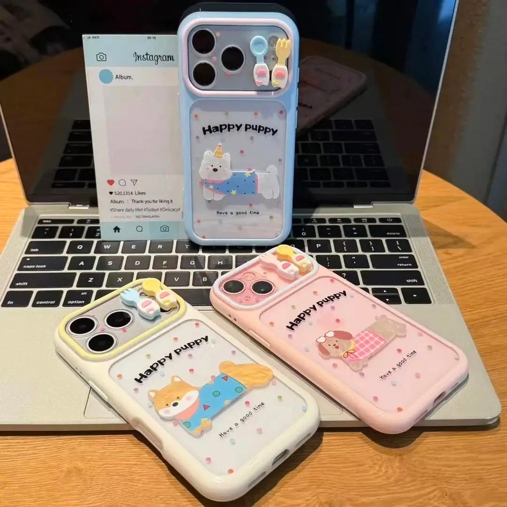 เคสโทรศัพท์ เหมาะสําหรับ iPhone 13 14 15 16 17 Pro max Polka Dot ตุ๊กตาลูกสุนัขกันกระแทกกันกระแทกเคส