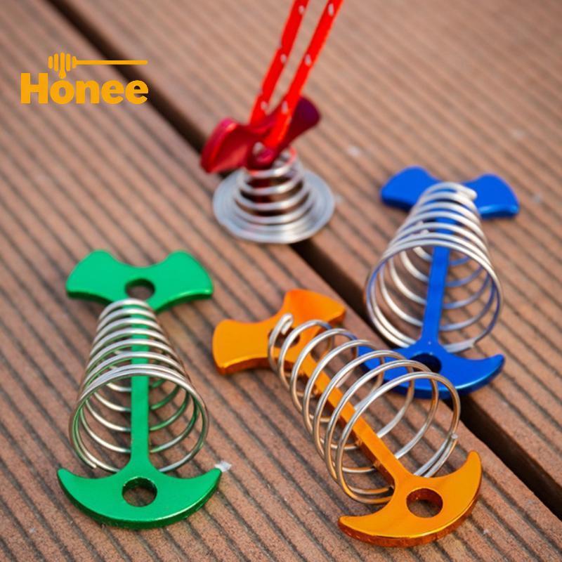 [Hee] ปรับก้างปลา Anchor เต็นท์หมุด Heavy Duty Spring Bule Outdoor Camping Nails สําหรับเดินป่าปิกนิกใช้ Nice