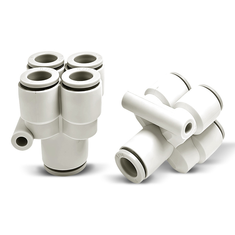 Y ประเภท 5 Way Pneumatic Quick Fitting KQ2UD 1 In 4 Out Connector สําหรับ PU Air Tube 04 06 08 10 12