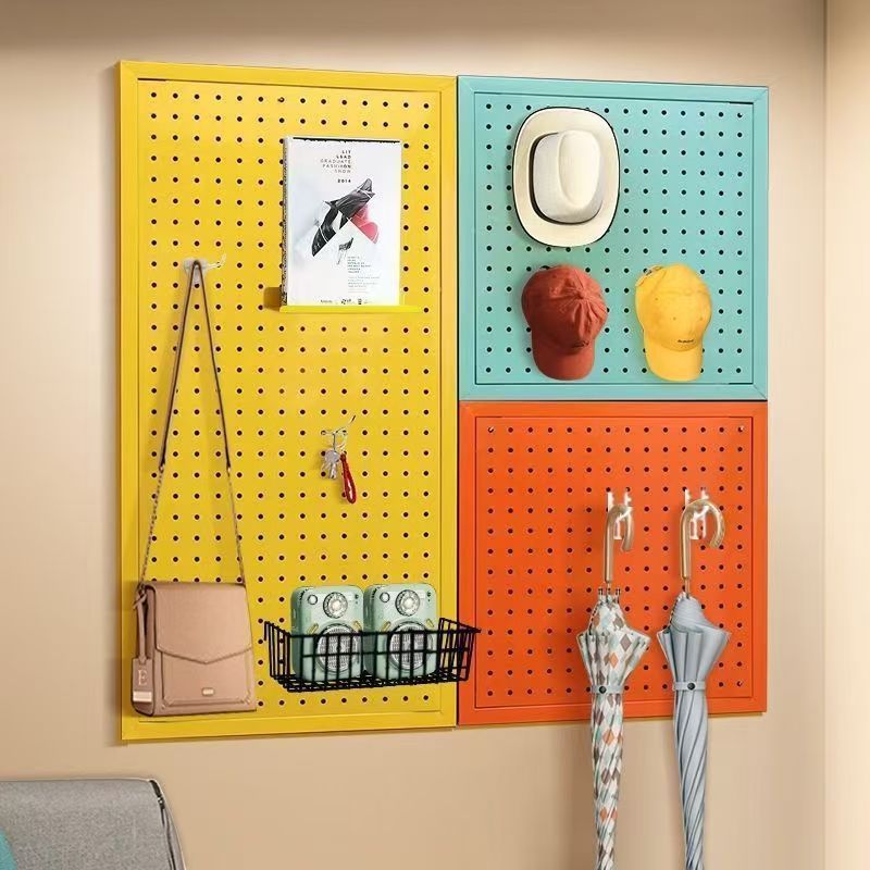 Pegboard หลากสี สแตนเลส ไม่เจาะผนัง ชั้นวางเครื่องมือและเครื่องประดับ