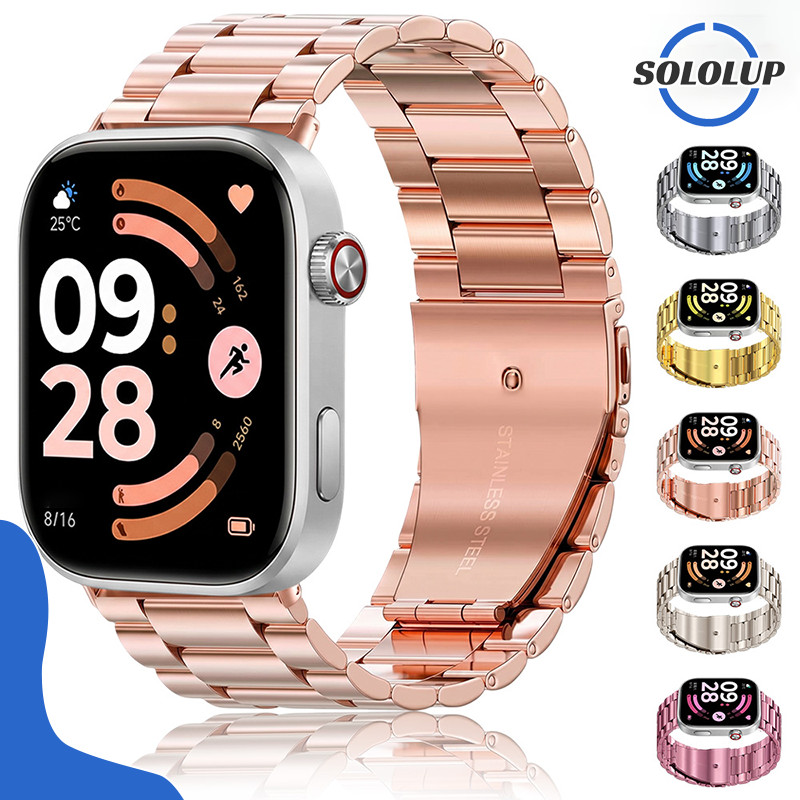 สายรัดสแตนเลส for Redmi Watch 66 Active/Lite/ 6 5 4 แถบโลหะเปลี่ยน สายรัดข้อมือที่ปรับได้ for Xiaomi Mi Band 10 9 8 Pro