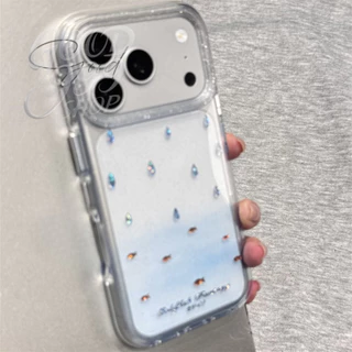 🌸Good🌸ส่งจากไทย เคสโทรศัพท์มือถือ เคสไอโฟน กันกระแทก สําหรับ IPHONE 17 16 11 12 13 14 15PRO MAX 7Plus XS/XRหยดน้ำฝนสีฟ้า