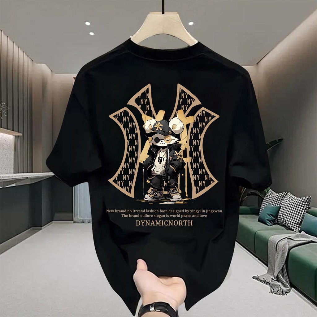 พร้อมส่ง เสื้อยืดผู้ชาย Oversize คอกลม ผ้าฝ้ายแท้100% สไตล์เกาหลี ไซส์3XL แฟชั่น DYN AMIC NY