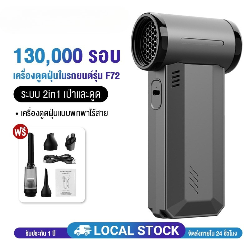 พัดลมอเนกประสงค์ พลังเจ็ท Handheld fan รุ่น GXZ-F72 แรงลมทรงพลัง 130000RPM 2ระบบ 2 in 1 ดูดและเป่า