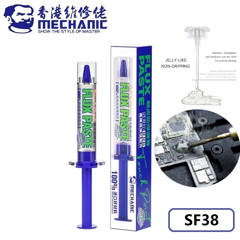 MECHANIC SF38 10CC Touch Point Flux Paste การนําไฟฟ้าสูงไม่ตอบสนอง Electronics PCB เชื่อมซ่อมคอนแทคเ