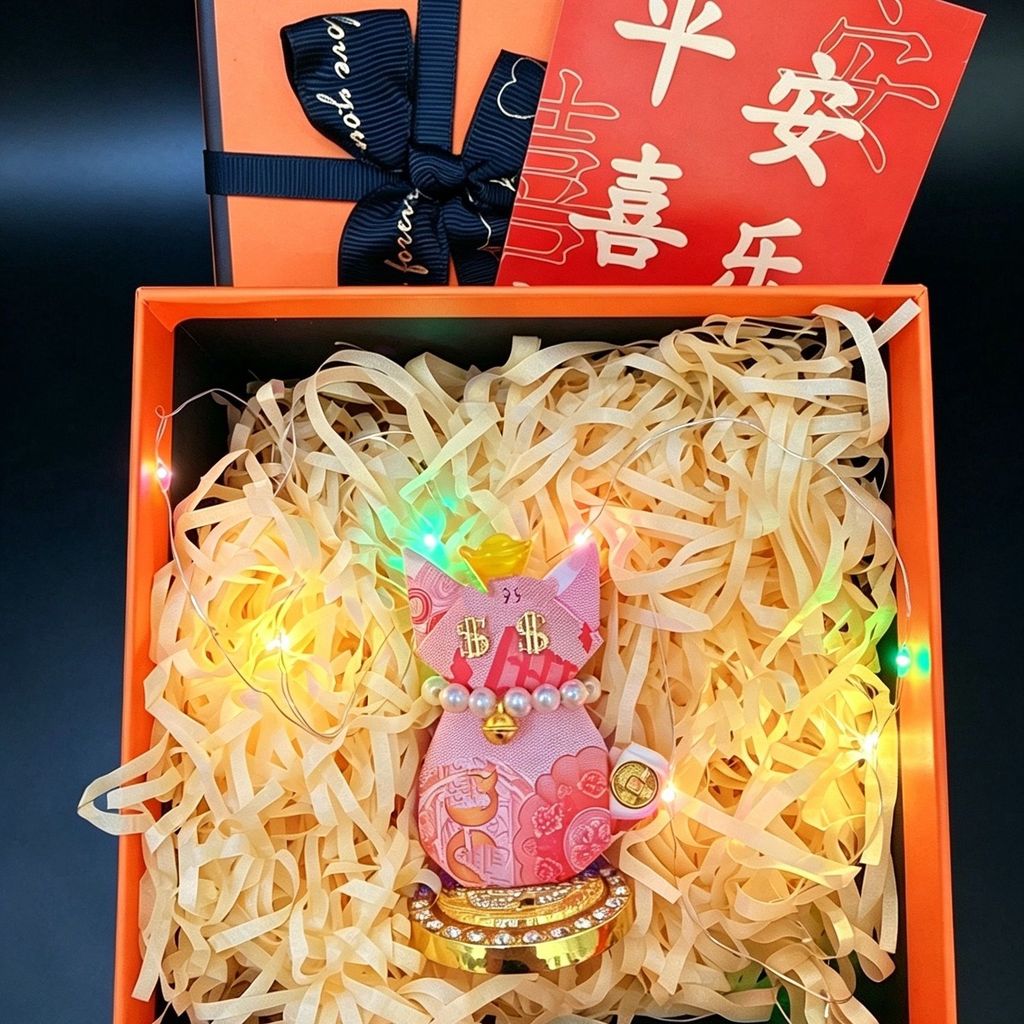 Ondous Dijia Companion Fun Fun Fun转摆件เหมาะสําหรับการประกอบรถยนต์แมวนําโชคเปิดเครื่องประดับพร้อมอุปกร