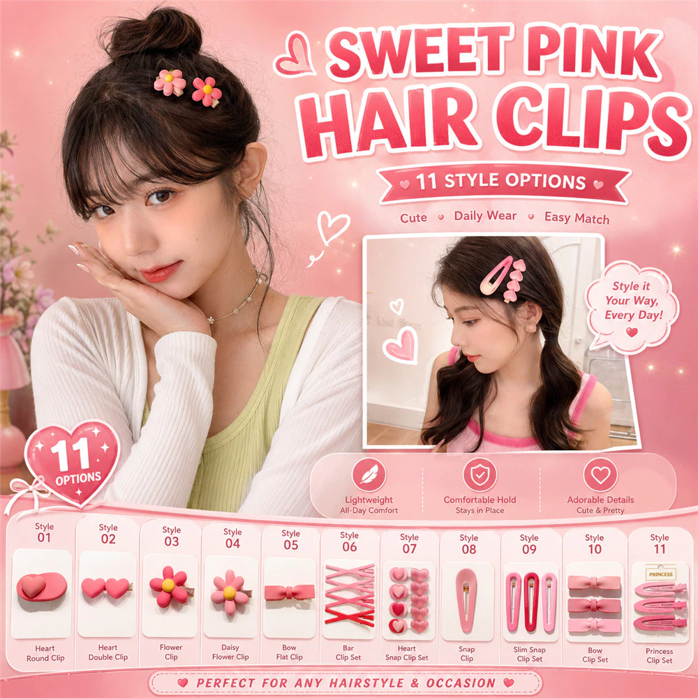 สีชมพูผูกโบว์กิ๊บผู้หญิง ไร้ร่องรอย ขอบคลิปใหม่ด้านบางคลิปน่ารักคลิปขนาดเล็ก หมวก