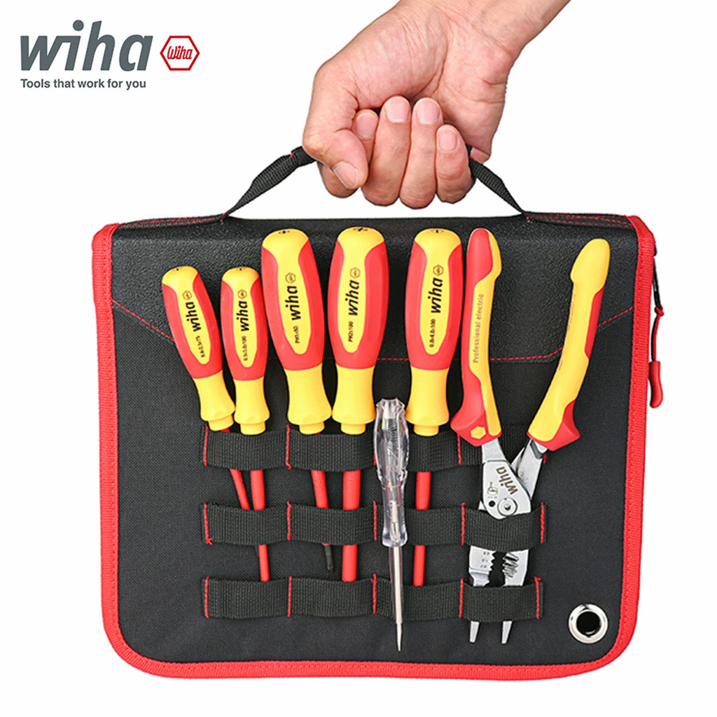 เยอรมนี wiha wiha wiha ไขควงหุ้มฉนวนนําเข้า VDE ช่างไฟฟ้าเฉพาะชุดไขควงแบน Phillips 1,000V