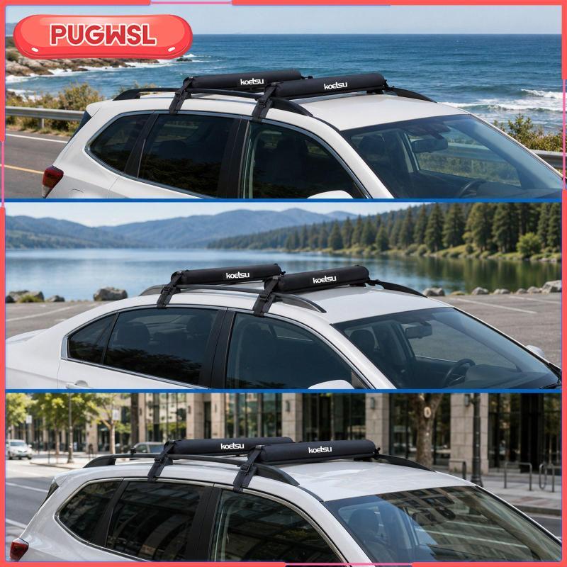 [pugwsl] แร็คหลังคารถ Pads Universal Soft Crossbar Protectors Oxford Pvc Sponge Anti Scratch with Tie Downs for Kayak Canoe สโนว์บอร์ด