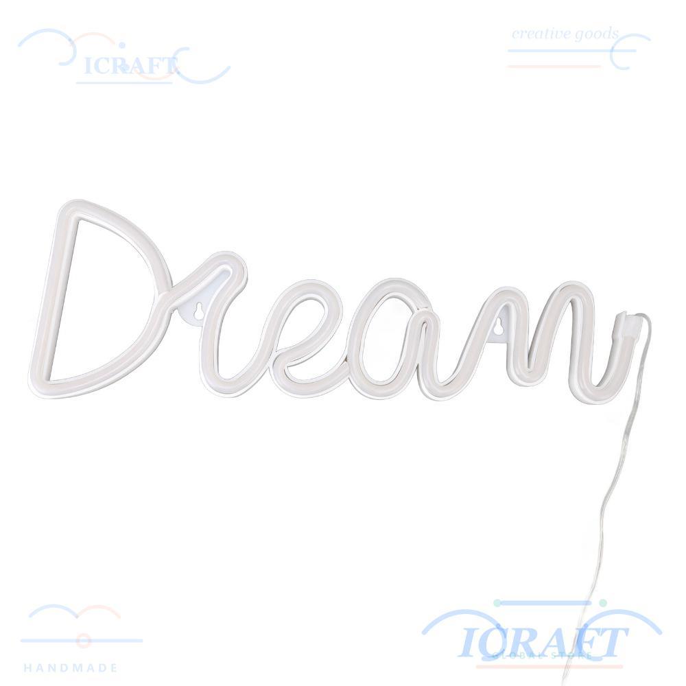 ICRAFT ไฟ LED Neon Wall, Letter Shape USB Battery Powered Neon Light, Creative Wall Mounted Blue Lig