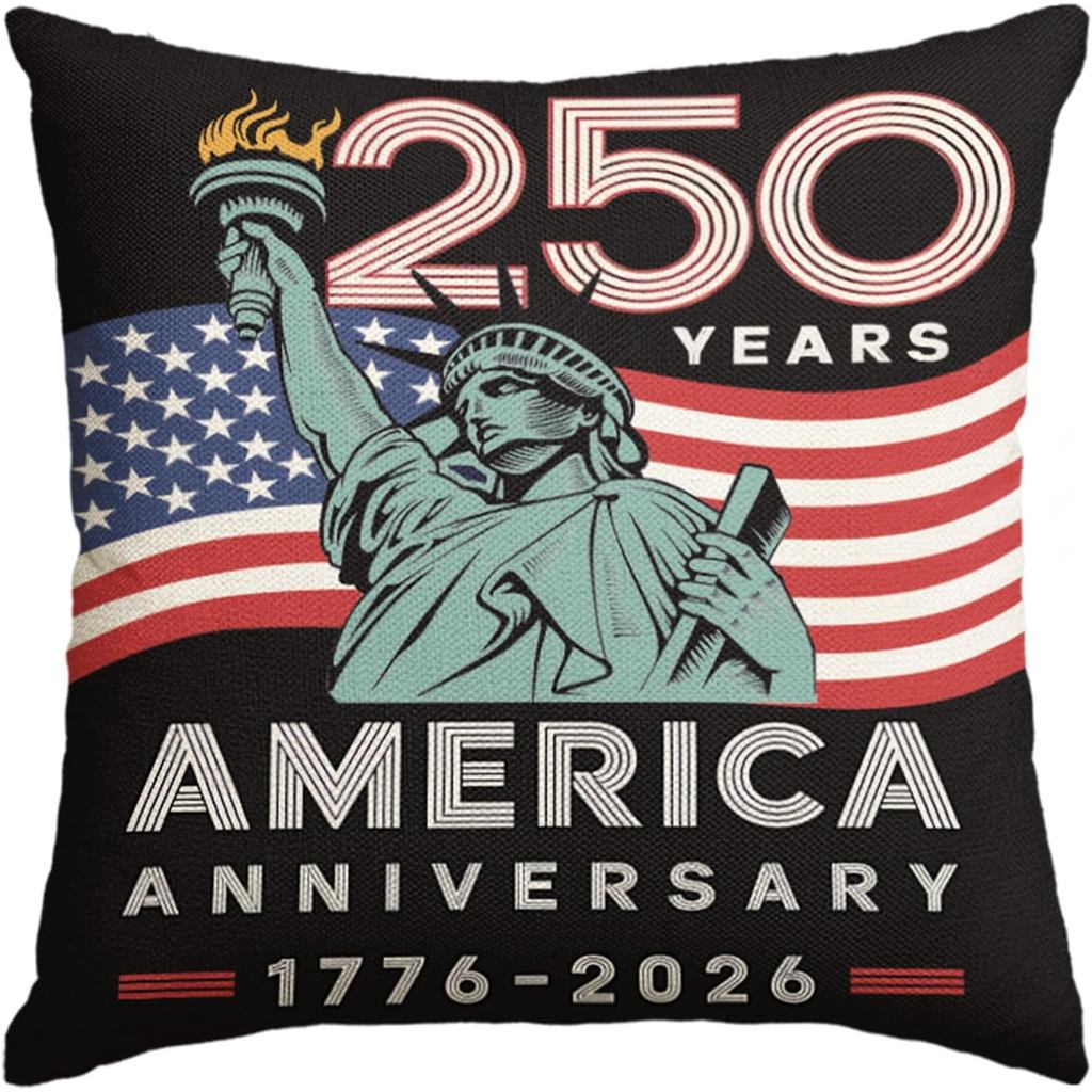 Baccessor 250th Anniversary America หมอน 18x18 นิ้ว, 250th USA Anniversary Patriotic 1776-2026 ปลอกห