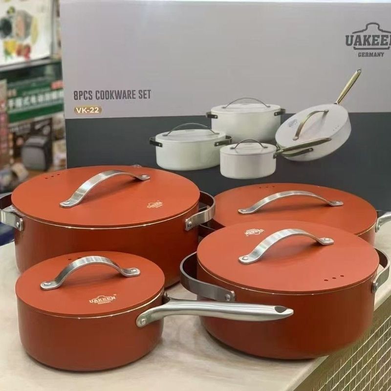 หม้อ UAKEEN 8PCS 24CM/4.1L, 28CM/6.3L. 18CM/1.9L, 28CM/4L