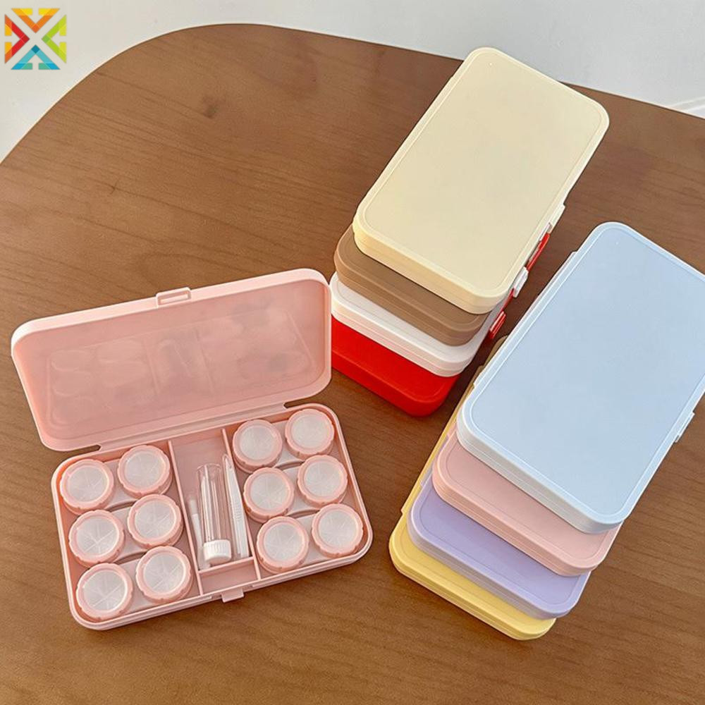 6 คู่คอนแทคเลนส์ชุดสีทึบ DIY ความจุขนาดใหญ่ Companion Storage Care กล่องผู้ถือคู่