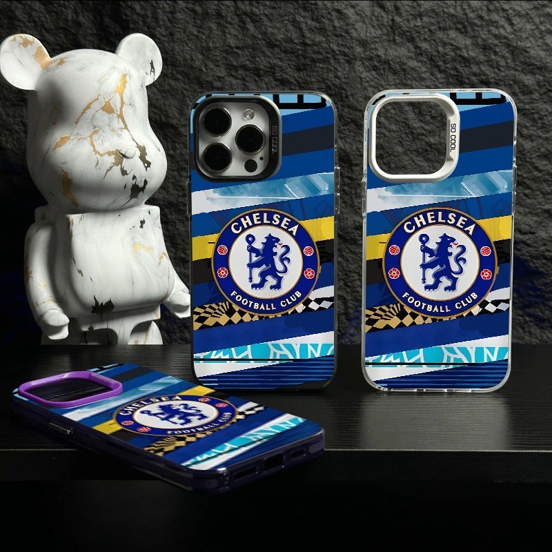 Blue Lion Football Theme Badge สไตล์ลายกันกระแทกเคสโทรศัพท์เหมาะสําหรับ Samsung/S25 Ultra/S24/A57 5G