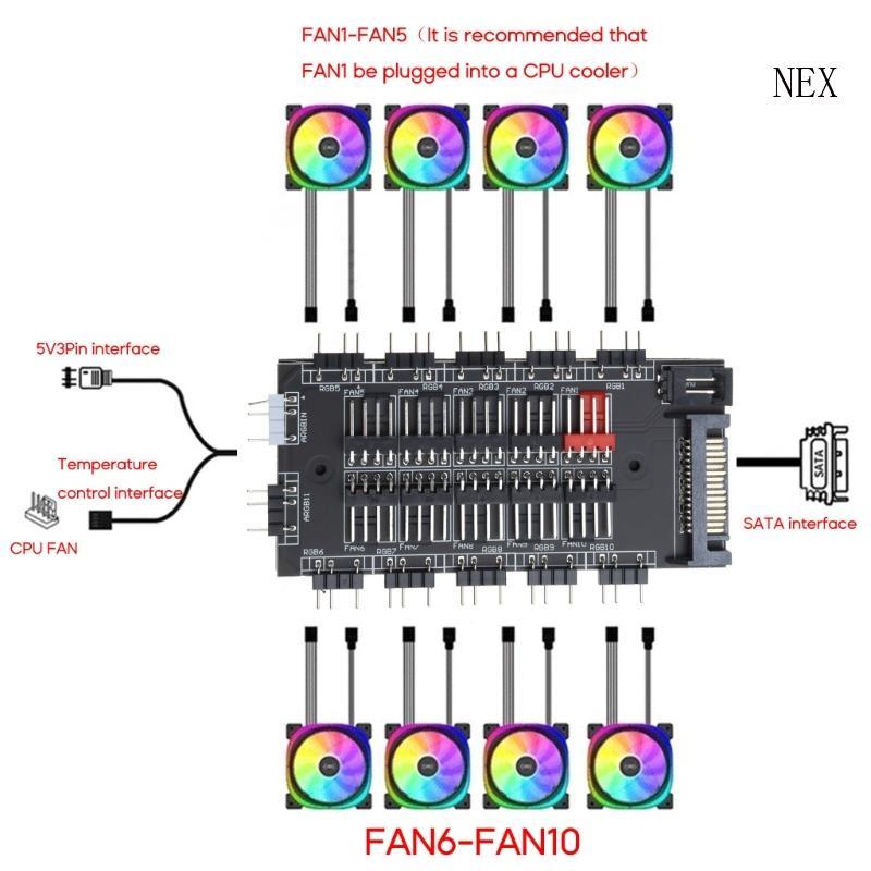 NEX PWM FAN+ARGB LED 2 in 1 Hub Controller 1 ถึง 10 Multi Way Hub Splitter