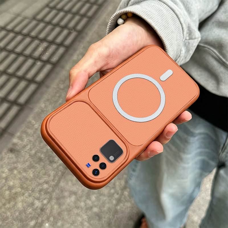 สําหรับ VIVO V30 PRO 5G 2024 V30 5G โทรศัพท์กรณีความวิตกกังวล Softcase ซิลิโคนกันกระแทกออกแบบใหม่ความงามแม่เหล็กน่ารักสีส้มสําหรับสาว KNBS21