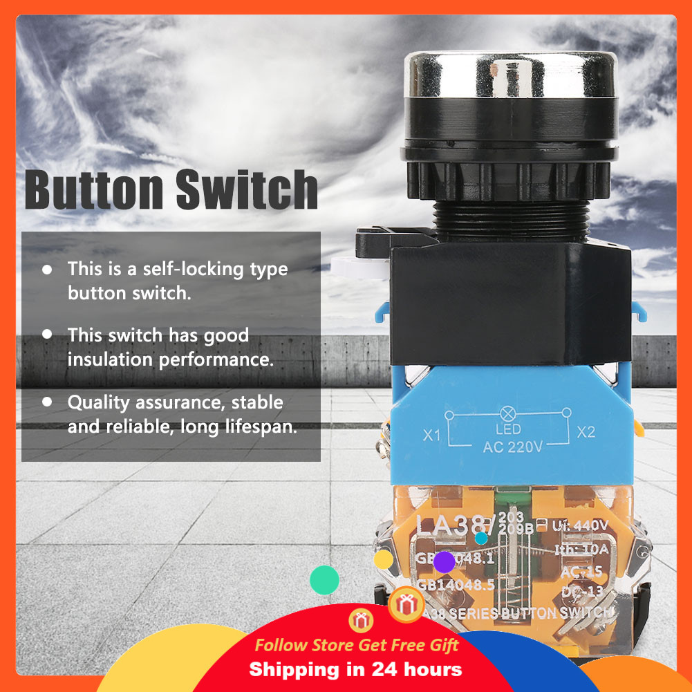 Supergoodsales Supergoodsales สวิตช์ปุ่มกดล็อคตัวเอง LED LATCHING หยุดฉุกเฉิน LA38-11DNZS(LA38-11DS)
