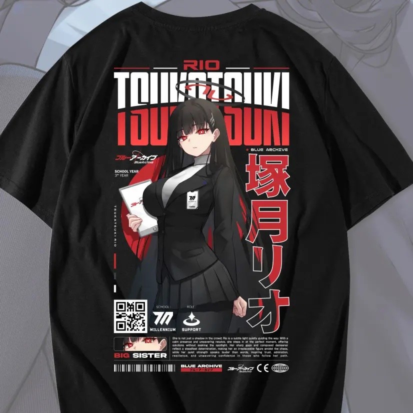 TSUKATS RIOUKI BLUE ARCHIVE T-SHIRT - เสื้อยืด DISTRO ของผู้ชายและผู้หญิง ANIME & GAME BLUE ARCHIVE 