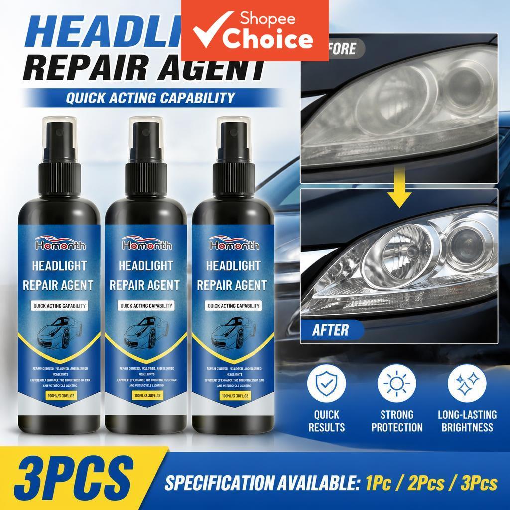 ไฟหน้า‐Care‐Spray‐100Ml-Desolves-Oxidation‐Yellowing‐Forms‐Protective‐Film-For‐Clear-Night‐Vision‐โค