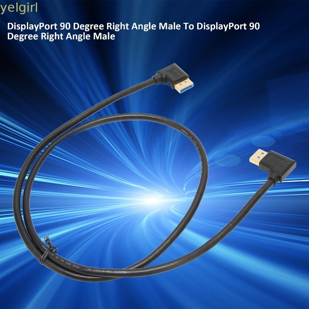 YELGIMY มุมขวา 90 องศา DP Male to DP Male Cable, รองรับ 8K 60Hz 4K 144Hz 2K 165Hz ด้านขวา, 1.4 32.4G