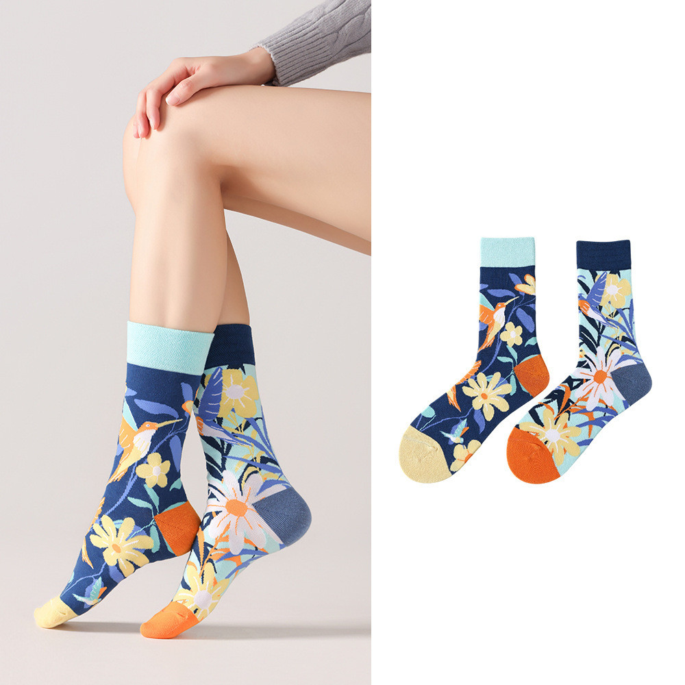 Mismatched Crew Socks ผู้ชายผู้หญิง - ถุงเท้า Dopamine Dressingไม่สมมาตร Odd, คู่ Unisex สไตล์ถนนระด