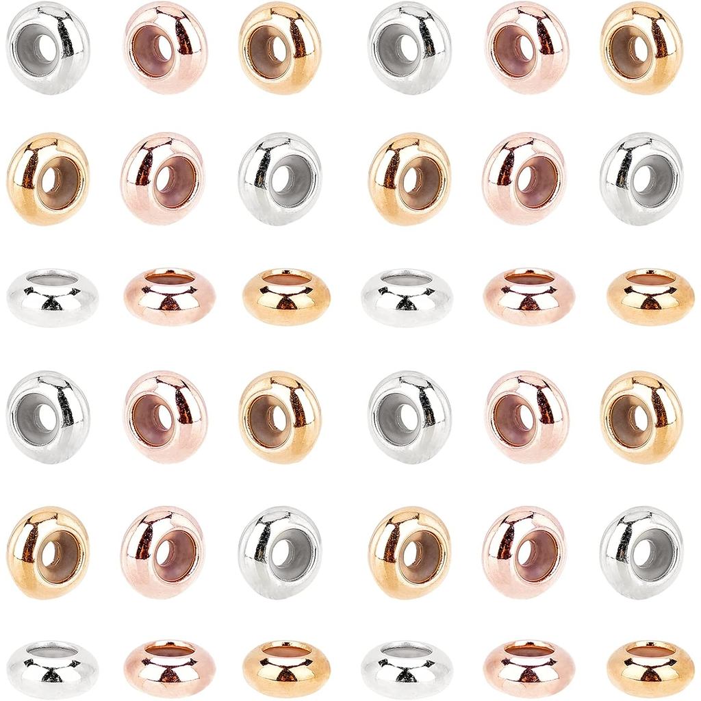 PH PandaHall 60pcs ทองเหลืองซิลิโคน Slider ลูกปัด, 3 สี 7 มม.ลูกปัด Slider Clasps สําหรับ DIY ยุโรปส