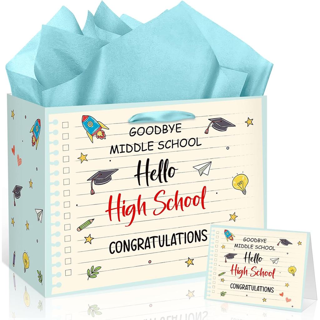 8th Grade Graduation Party ตกแต่งตลก 8th Grade Graduation ของขวัญกระเป๋า Hello High School ของขวัญกร