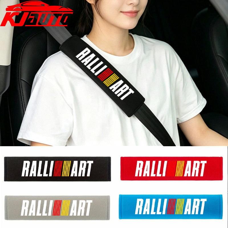 2 ชิ้น Mitsubishi RalliArt นุ่มสั้น-Pile เข็มขัดนิรภัยไหล่ครอบคลุม, ความดันบรรเทา Fit Destinator Xfo
