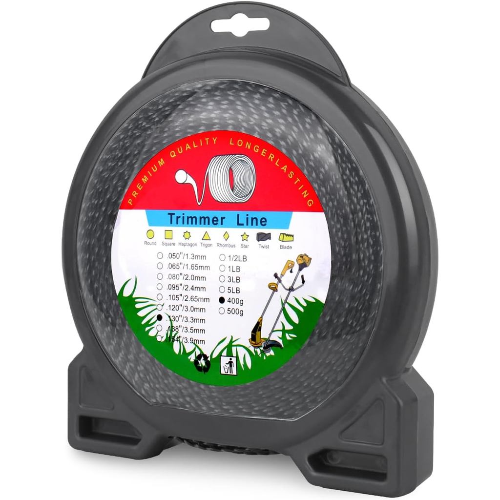 JIOTAR .130 เส้นเอ็นตัดหญ้าแบบ Heavy Duty สําหรับเครื่องตัดหญ้าเชิงพาณิชย์ ความยาว 187 ฟุต น้ําหนัก 