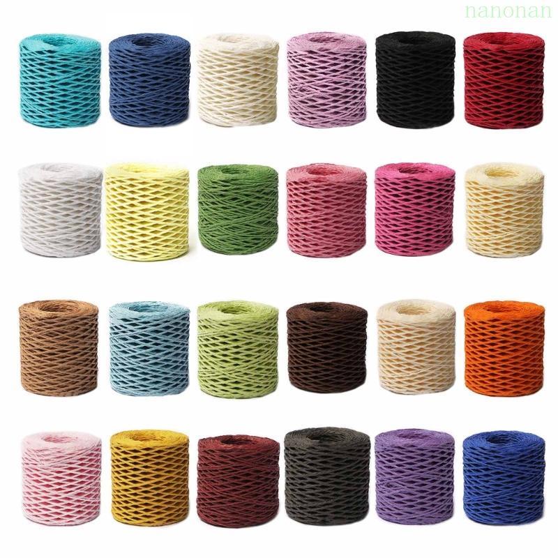 Nan Raffia เส้นด้ายผ้าฝ้ายนุ่ม Raffia เส้นด้ายฟางความยาว 150 M ด้ายที่มีสีสัน DIY ทอผ้าวัสดุสําหรับฟ