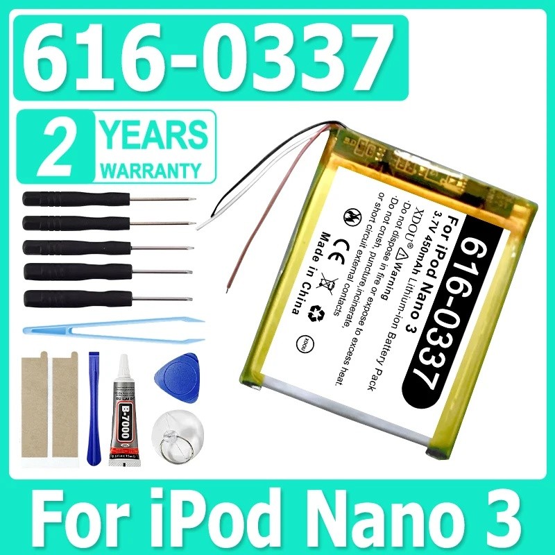 ใหม่ 616-0337 สําหรับ iPod Nano 3 3G เปลี่ยนแบตเตอรี่ 3rd 3Gen Generation 3TH MP3 A1236 Nano3 แบตเตอ