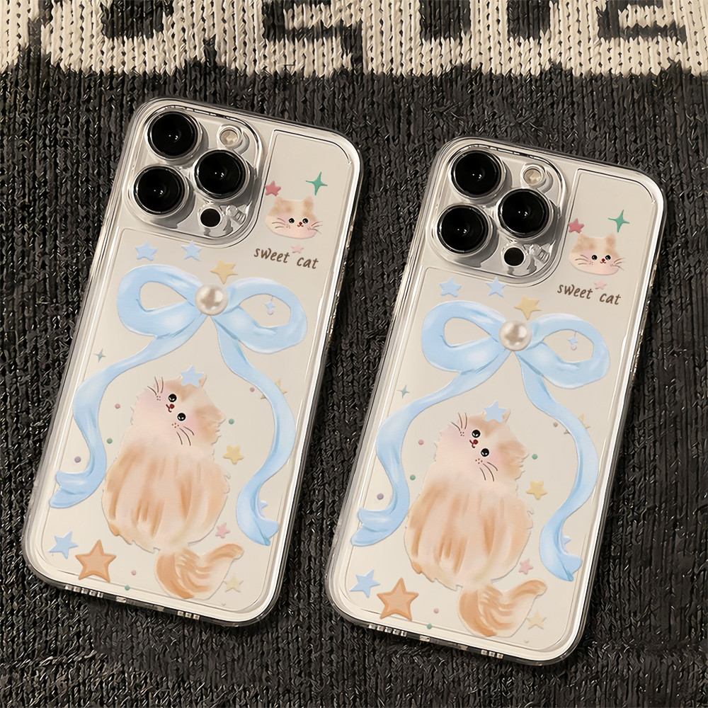 For เคส SAMSUNG A06 A05S A12 A15 A05 A53 A14 A52 A13 A51 A03 A54 A21S A23 A34 A50 A33 A04 A24 A71 กันกระแทก แมวโบว์ๆ
