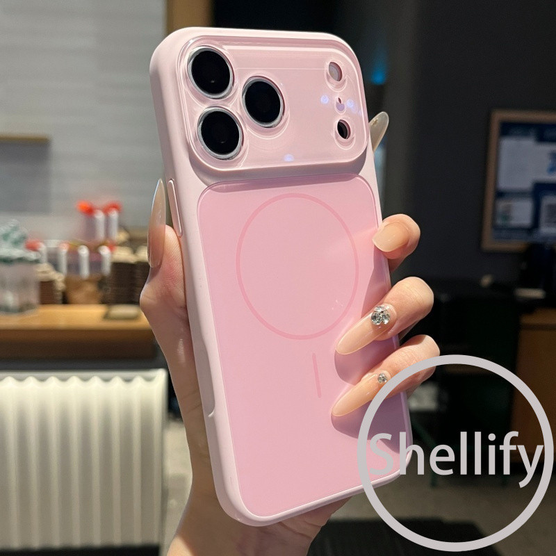 เปลือก ทันที 17 กระจกขนาดใหญ่ซิลิโคนเหลวแม่เหล็กเคสโทรศัพท์เหมาะสําหรับ ไอโฟน 14, 15, 16, 17 มือโปร สูงสุด ป้องกันการเปรอะเปื้อนฝ้ารวมทุกอย่างฝาครอบซิลิโ