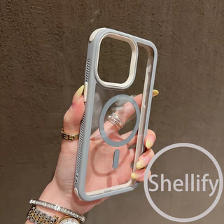 2-in-1 สีปิดกั้นแถบป้องกันการตกโปร่งใสสูงอะคริลิคเคสโทรศัพท์แม่เหล็กเหมาะสําหรับ iPhone 15, 16, 17 Pro Max รวมทุกอย่างด้านข้างเลื่อนฝาครอบซิลิโคนป้องกันการตก