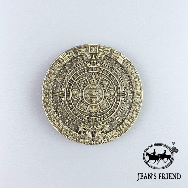 [เพื่อนของเจนนี่] หัวเข็มขัดชุบทองแดง < Aztec Sun Calendar > หัวเข็มขัดสีบรอนซ์