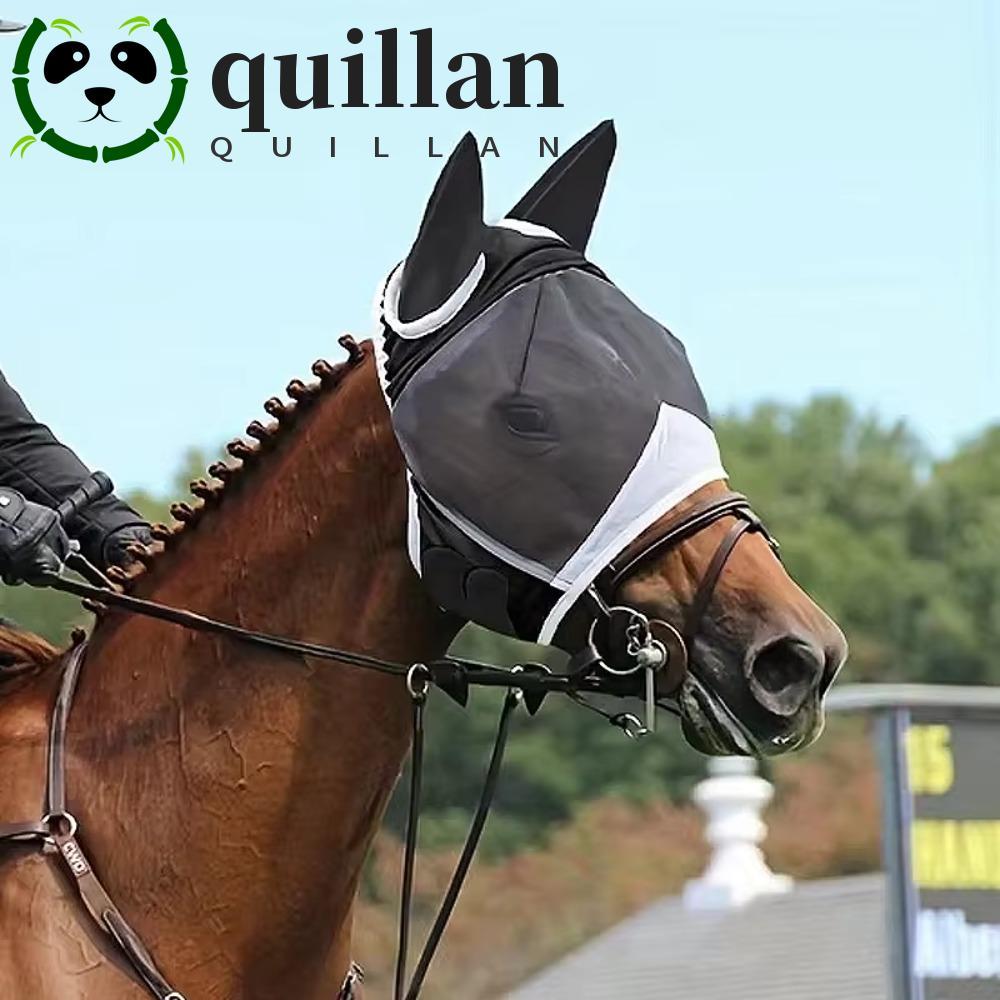 QUILLAN Horse Fly Mask, Breathable Professional Horse Face Cover, Equestrial Mesh Adjustable Quick-D