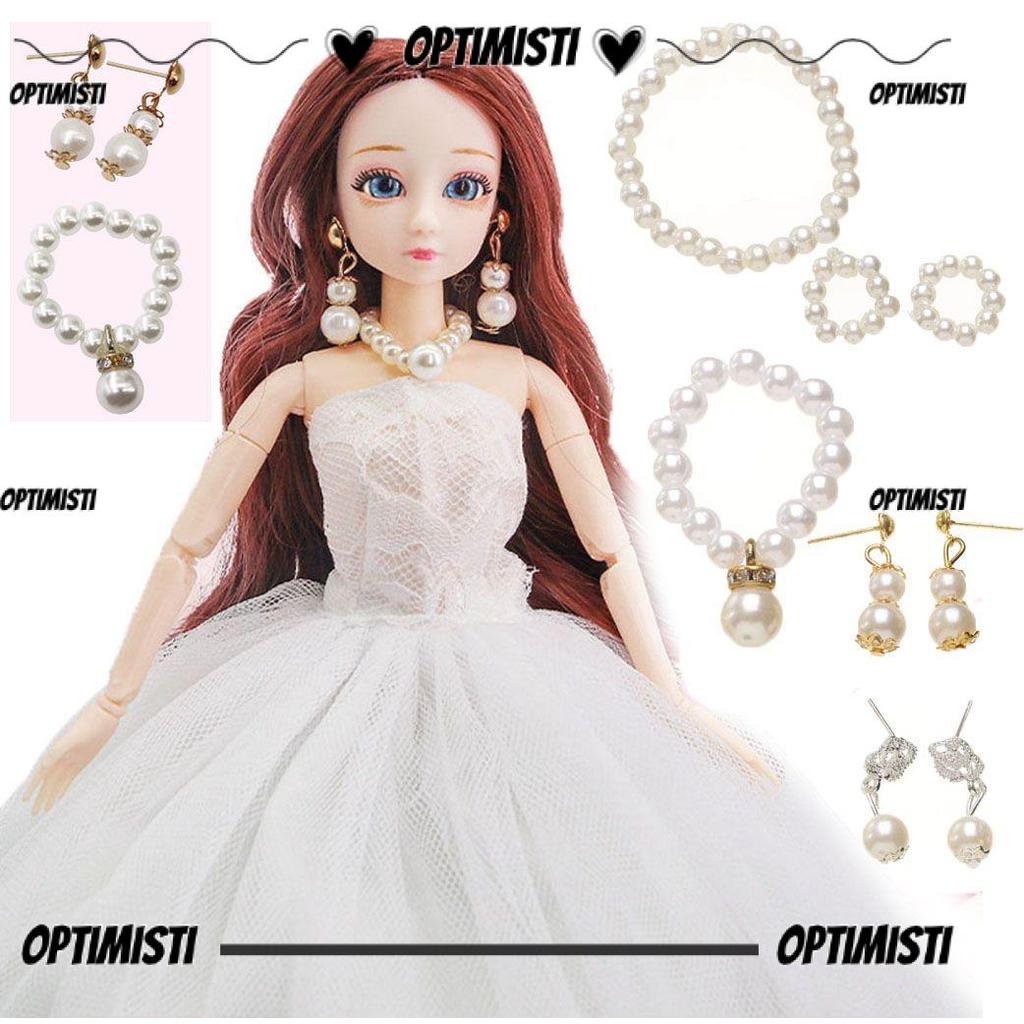 OPTIMISTIVF สร้อยคอเครื่องประดับมุกเด็ก Diy ของเล่นสําหรับ 1/6 ตุ๊กตา BJD สร้อยข้อมือ