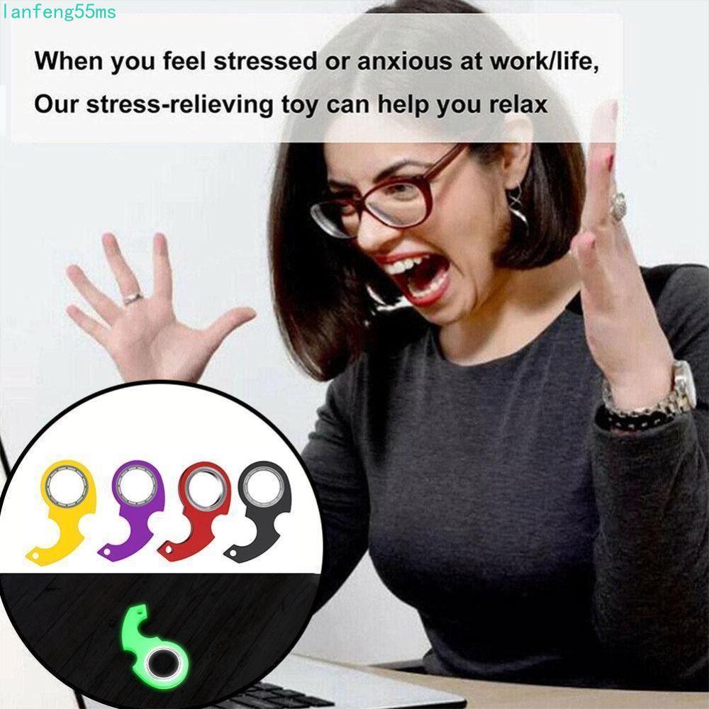 LANFENG พวงกุญแจหมุนปลายนิ้ว, Anti-Anxiety Light พวงกุญแจอินเทรนด์ Fidget Spinner, บรรเทาความเบื่อหน