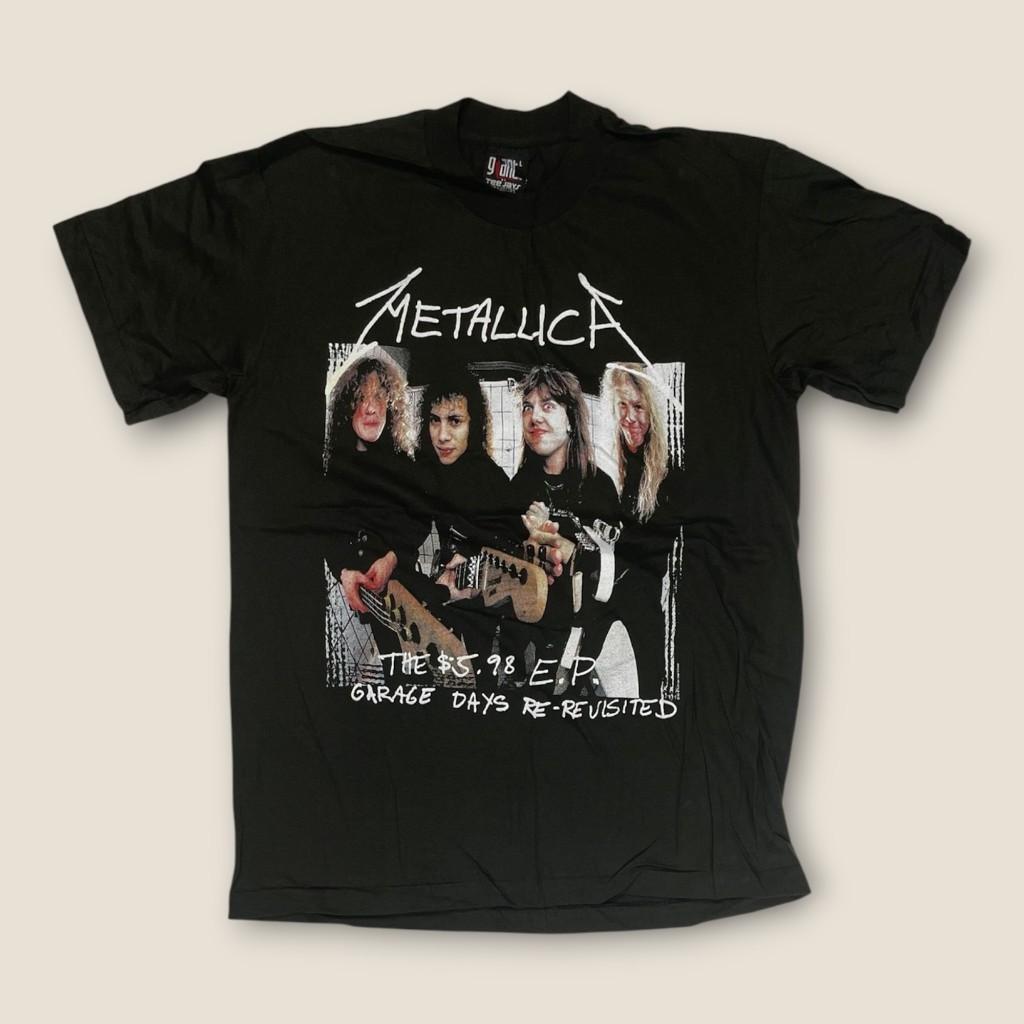 mhwkเสื้อวง Metallica ลายอัลบั้ม The $5.98 E.P. (Garage Days) เสื้อยืดวินเทจ Thrash Metal 80s