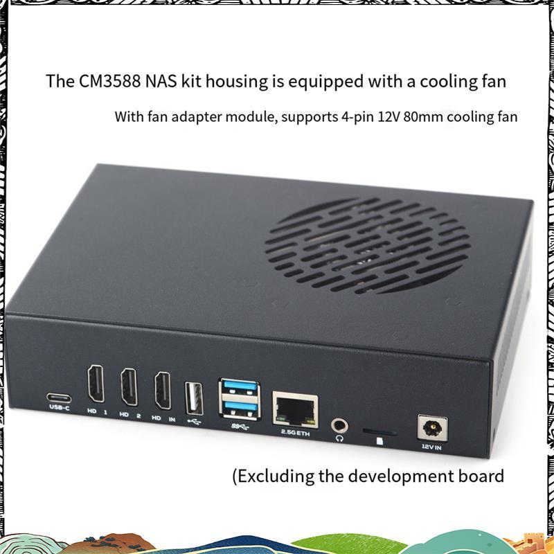 Super CM3588 NAS ชุดโลหะอลูมิเนียมสําหรับ RK3588 CPU Board Coolling พัดลม RTC แบตเตอรี่ฮีทซิงค์ 4-Pi