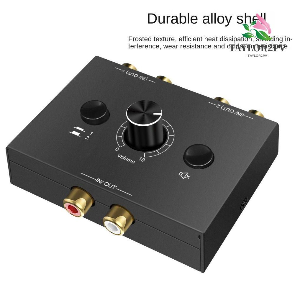 TAYLOR2PV Audio Switcher, Stereo Splitter Audio Splitter, 2 In 1 Out Digital Analog Portable Audio D