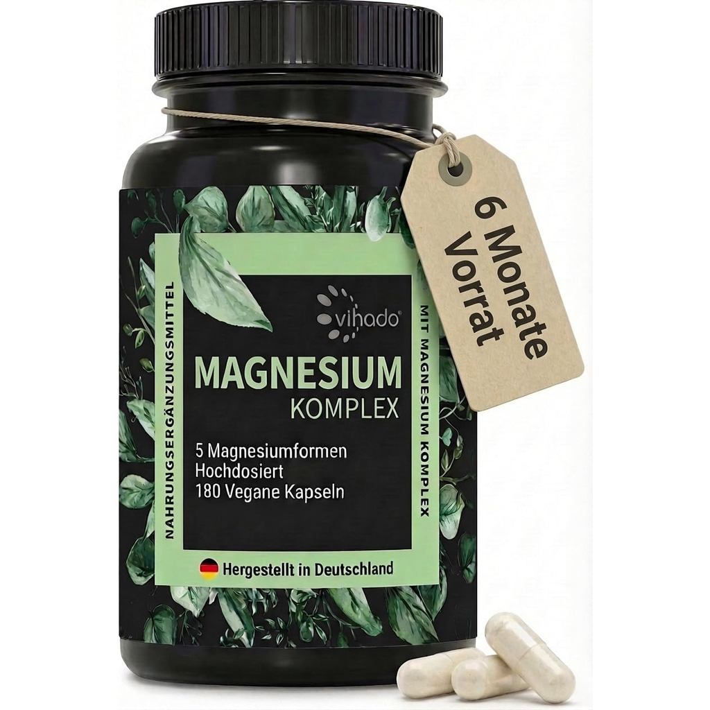 Vihado Magnesium Complex, 180 แคปซูล, เมทริกซ์ 5-in-1, 668.7 มก. แมกนีเซียม
