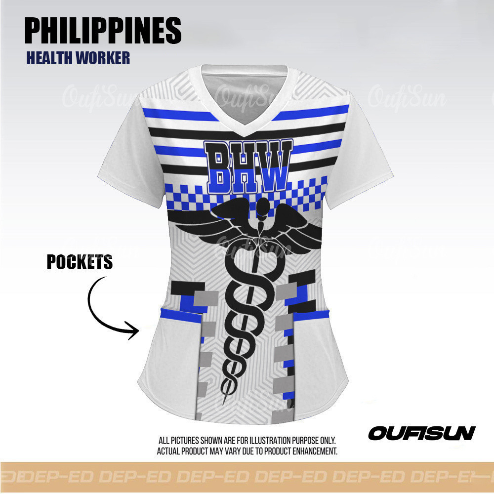 (เพิ่มกระเป๋า)2 Teacher Uniform Womens Deped Uniform วันอังคารสู่วันพฤหัสบดี (BHW) เสื้อยืด Top