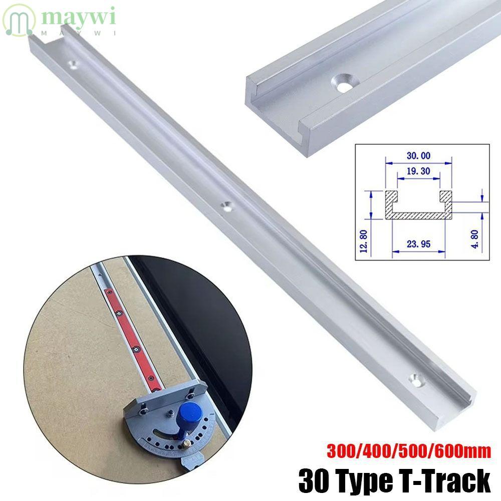 MAYWI 1 ชิ้น T-Slot Track,สไลด์คู่มือรางอลูมิเนียมT-Track, 30 ประเภท 300-600 มิลลิเมตรT Slider Fixtu