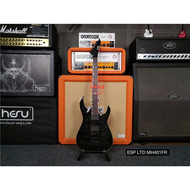 Yixing เครื่องดนตรี ESP LTD MH-401FRSTBLK กีตาร์ไฟฟ้า Heavy Metal Rock Practice ขั้นสูงจัดส่งฟรี