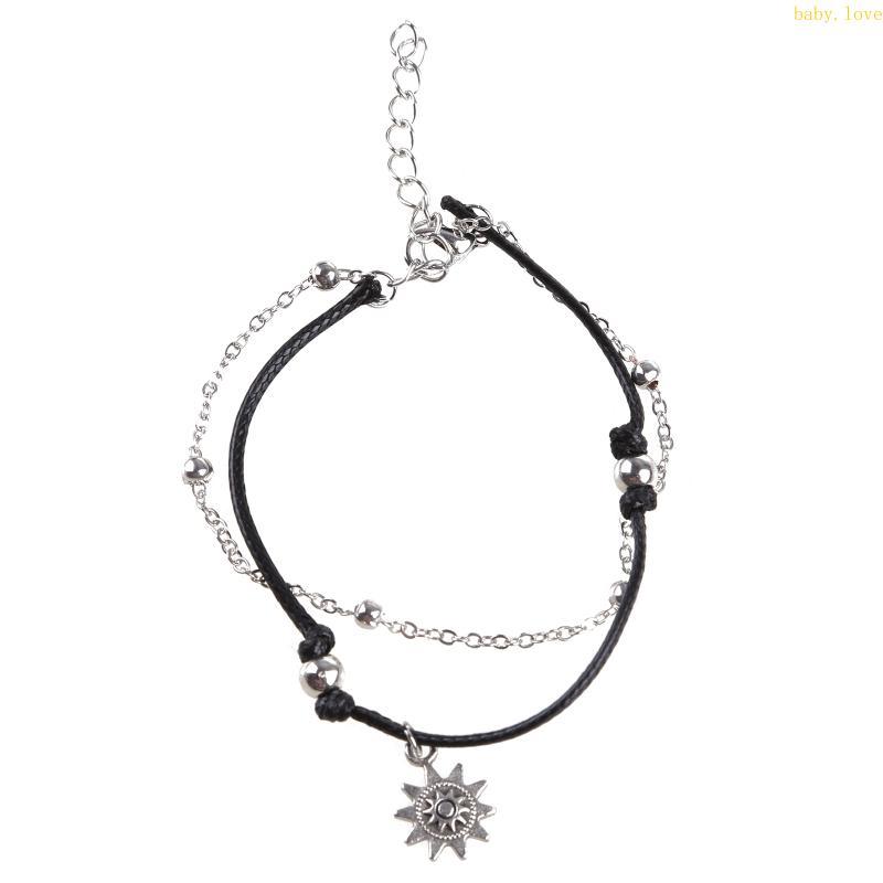 BLove * เริ่มต้นข้อเท้าสร้อยข้อมือผู้หญิงสําหรับ Sun Anklets สองชั้น Charm Anklets สําหรับผู้หญิงเคร