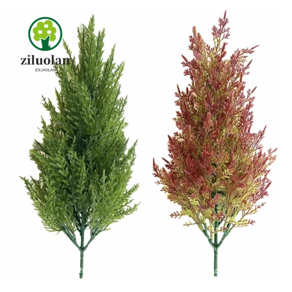 ZILUOLAN 1/2 ชิ้นประดิษฐ์ Christmas Pine Tree, พลาสติก 42 ซม.ประดิษฐ์ขนาดเล็ก Pine Tree, สมจริงสีเขี