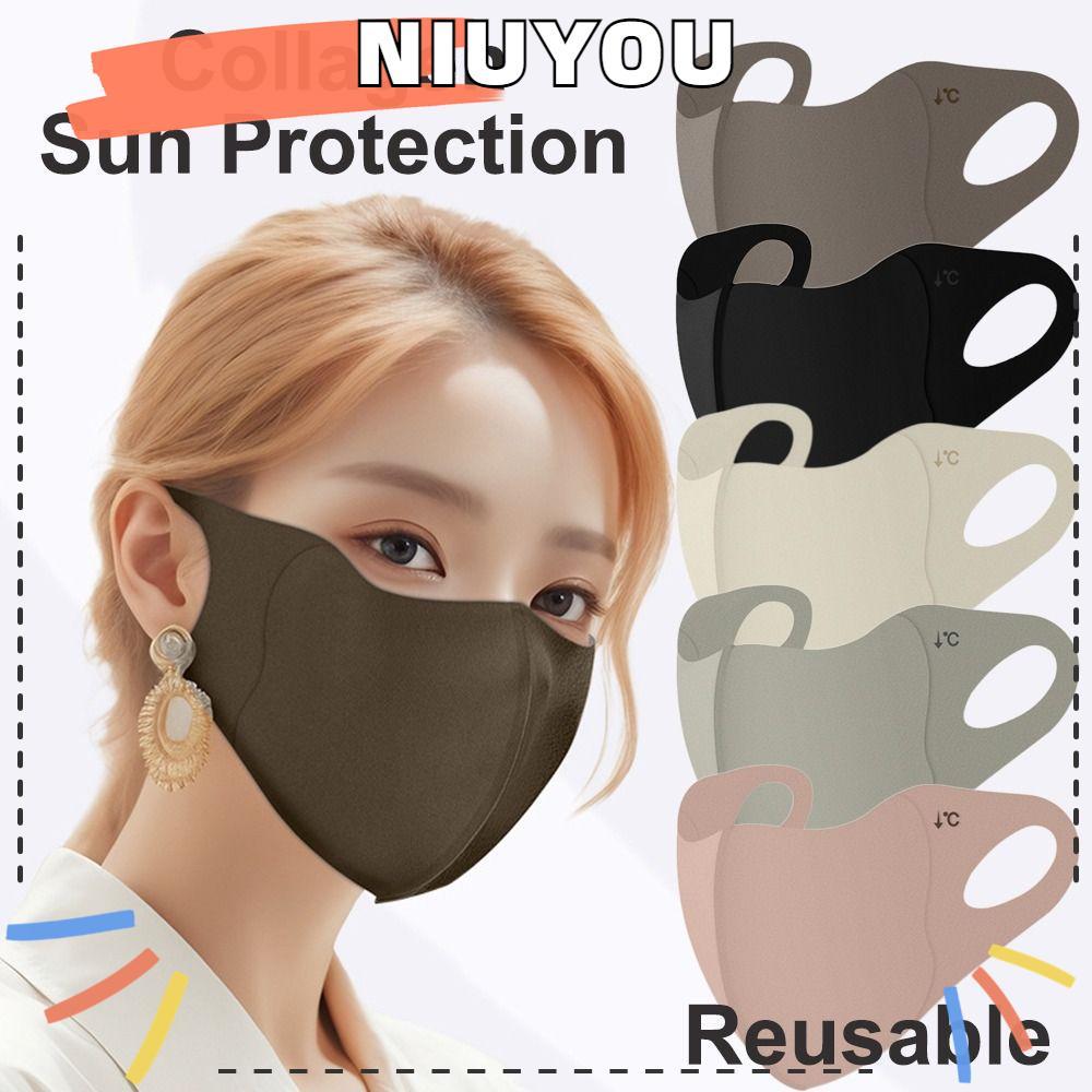 NIUYOU 1 ชิ้นคอลลาเจน Face Shield, ผ้าไหมน้ําแข็ง UPF50+ Anti-UV Face, แฟชั่น Moisturizing Refreshin